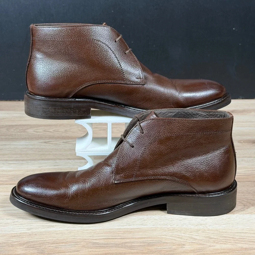 To Boot New York Chukka Boots Mens Size 8 Brown Pebbled Leather Round Toe Italy